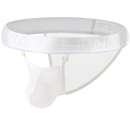 Men's Sexy Hollow Breathable Low-Waist Lingerie Mesh U Convex Big Penis Pouch Briefs Mini Micro Transparent See-Through Panties