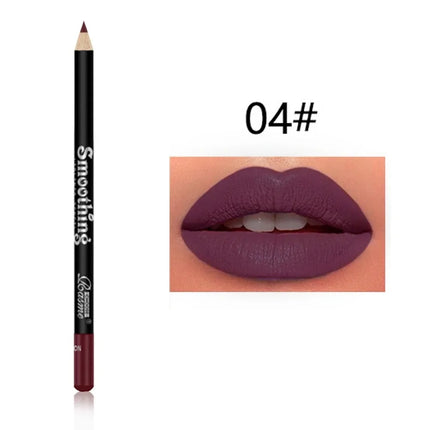 12 Color Nude Matte Lipstick Pencil Long-lasting Waterproof Lip Pencil High Pigmented Lip Liner Lips Makeup Tool Lip Contouring