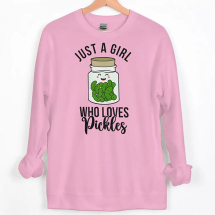 Fun Pickle Print Sweatshirt "Just A Girl Who Loves Pickles/Tickle My Pickle" Crewneck Streetwear Women Men Couple Y2K Pullover