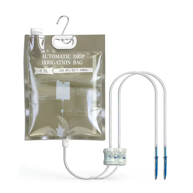 Automatic Drip Irrigation Bag 6.5L Self Watering System Potted Plants Garden Hanging Watering Device Flow Control Valve Spike