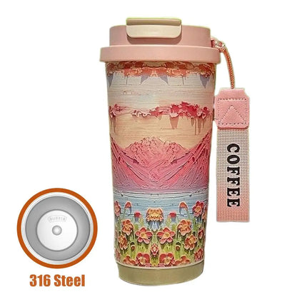 Colorful Flowers Garden Travel Coffee Tumblers Wildflower Tumbler Stainless Steel Cup with Lid & Straw Coffee Mug Holiday Gifts
