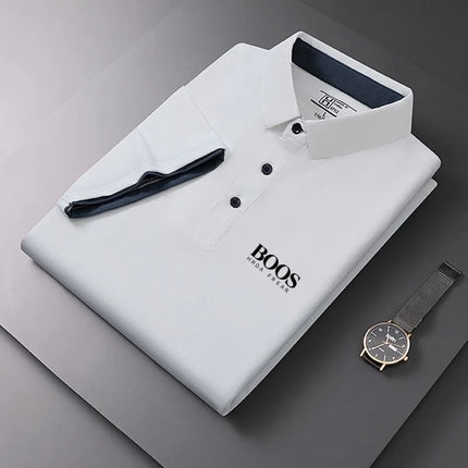 New Men's High-Quality Short-Sleeved Polo Shirt, Summer Fashion, Casual, Sweat Absorbing, Breathable, Cool T-Shirt Top
