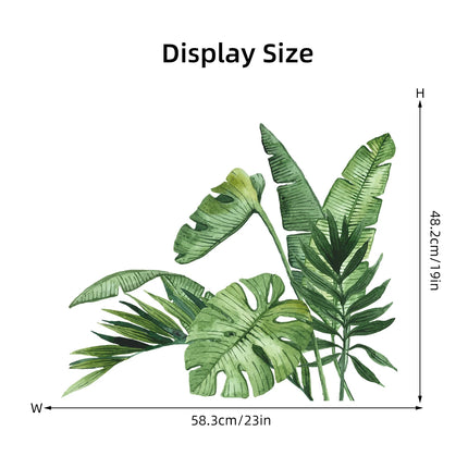 Realistic Tropical Green Turtle Back Leaf Wall Stickers for Living Room Bedroom Bathroom Decoration Wall Decals