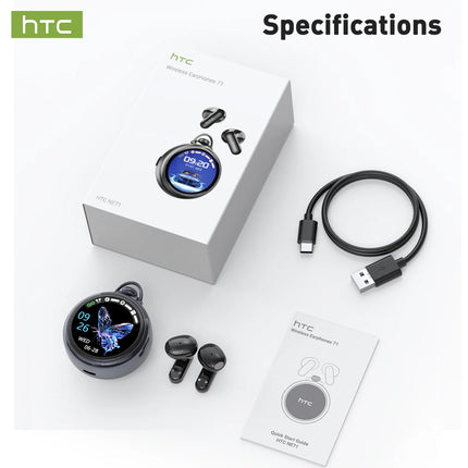 HTC NE71 Wireless Bluetooth Earbuds Ai Translation Smart Assistant Voice Companion Headphones 30Hours Battery Life Music Headset