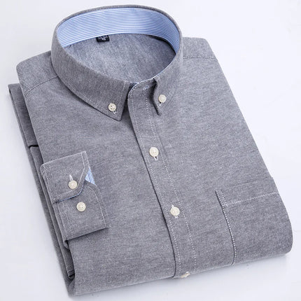 Men's Long Sleeve Shirt Oxford Woven Casual Non-Ironing Spring Summer Autumn Slim Top Comfortable Trend Fashion With White Shirt