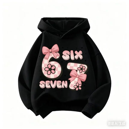 Autumn SIX SEVEN 67 Digit Print Children's Hoodies Boy Girl Casual Fashion Sport Pullover Kid Comfortable Fleece Sweatshirt