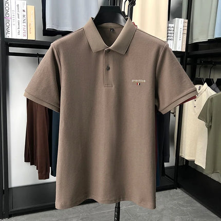 100% Cotton Luxury Brand Short Sleeve Polo Shirt Fashion Letter Embroidery Men's Summer Breathable Business Casual Lapel T-shirt