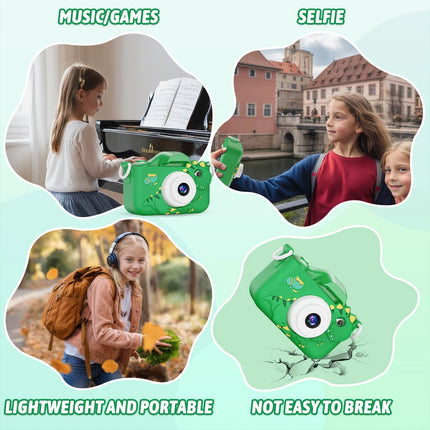 Kids Camera 1080HD Children Digital Camera for Kids with Silicone Protective Case Dinosaur Toy Camera Birthday Gift Boy Ages 3-6