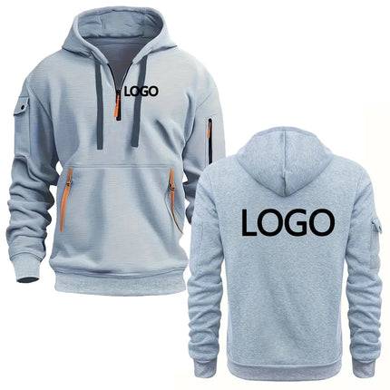 Custom printed hoodies for men and women, loose-fitting casual sportswear with zips, multi-pocket long-sleeve hooded jumpers