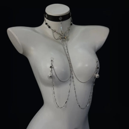 Detachable Collar Bell Nipple Clamps BDSM Punishment Nipple Ring Body Chain Combination Sexual Emotional Accessories Sex Toys