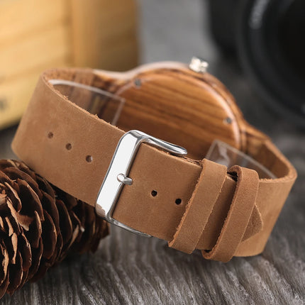 Unique Irregular Pattern Display Wood Watches Quartz Timepiece Men's Genuine Leather Casual Hot Fashion Male Wooden Clock reloj