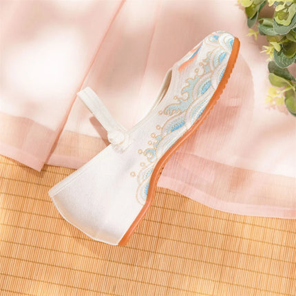 Fashion Embroidery Chinese Style Low-heel Women Shoes Elegant Casual Zapatos Vintage Woman Cloth Single Shoes Ethnic Style