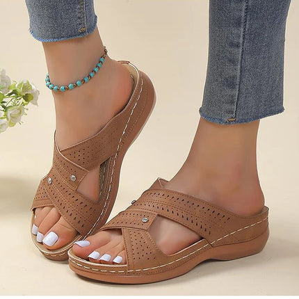 Heels Women's Sandals Peep Toe Shoes For Summer Women Sandals Wedge Heel Sandalias De Mujer Heeled Summer Sandals Woman Slippers