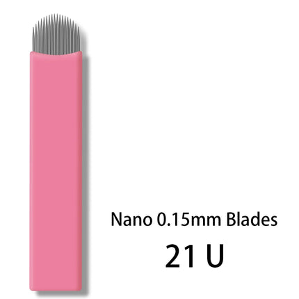 50pcs/Box Pink 0.15mm Microblading U Shape Needles Permanent Makeup Eyebrow Tattoo Manual Nano Blades Needles