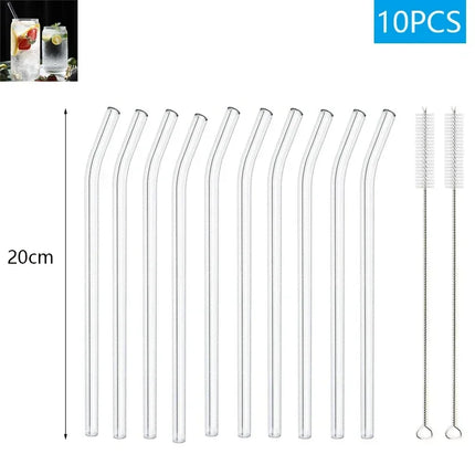 1-10Pcs Reusable Smoothie Glass Straw, Clear Drinking Straws for Smoothie Milkshakes Environmentally Friendly Drinkware Straw