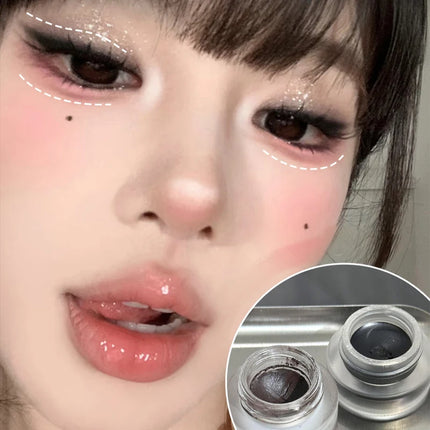 Waterproof Matte Red Eye Liner Paste with Blade Brush Soft Easy Coloring Slim Bold Gel Eyeliner Silkworm Cream Natural Tint