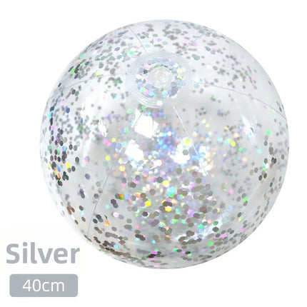 40cm Shiny Sequins Inflatable Ball PVC Transparent Confetti Ball Reusable Swimming Pool Beach Ball Holiday Party Decor