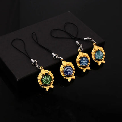 Game Genshin Impact Vision Keychain Luminous 7 Element Double Side Glass Pendant Eye Of Original Keyring Phone Charms Souvenir