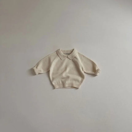 2026 Spring Children Sweatshirt 1-6Y Turn Down Collar Kids Cardigan Classic Striped Boys Jacket Sweaters Girls Knit Pullover