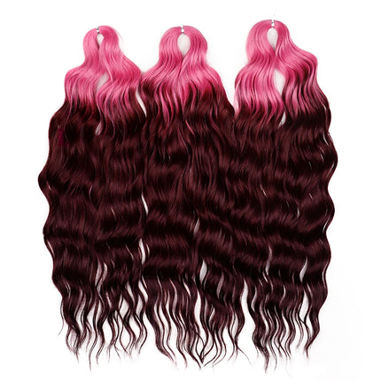 FREEDOM Synthetic Curly Braiding Hair Extensions 24 inch/60 cm Long Deep Wavy Twist Crochet Braids Hair Ombre Brown Rainbow Hair