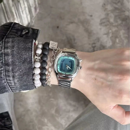 2026New Design Fashion Retro Steel Belt Dual Display Watch Trend Quartz Couple Watch ideal Choice For Birthday & Lover Gifts