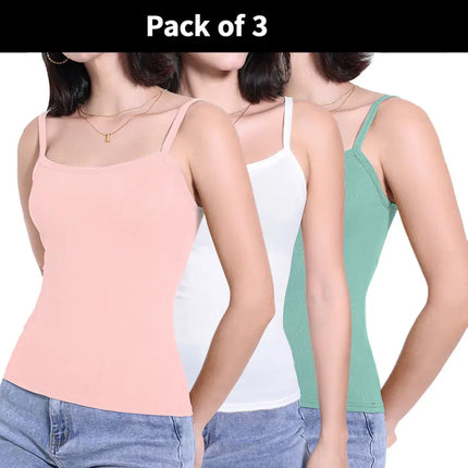 3/6 Pcs Ladies' Summer Korean Version Of Suspender Vest With Solid Color Foundation Joker Sexy Suspender Top Slim And Thin Teen