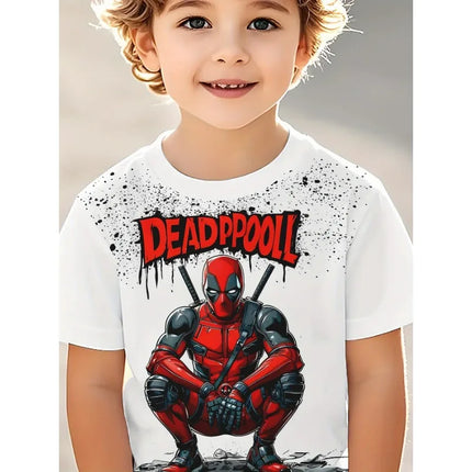 MARVEL Deadpool Boys Girls Graphic T-Shirt 3D Cartoon Print Summer Casual Short Sleeve Tee Kids Superhero T shirt