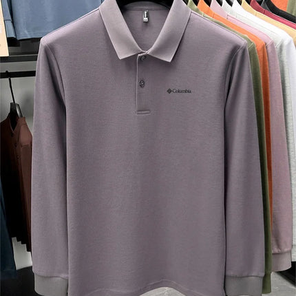 High-end brand Polo shirt, long-sleeved, fashionable printed men's top, spring, 100% cotton, skin-friendly, comfortable, casual T-shirt