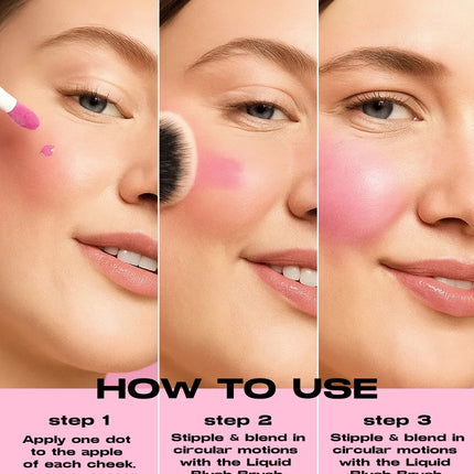 YOUNG VISION 3-Color Beauty Sponge + Liquid Blush Silky Velvet Pink Liquid Blush Natural and Easy to Blend Cosmetics