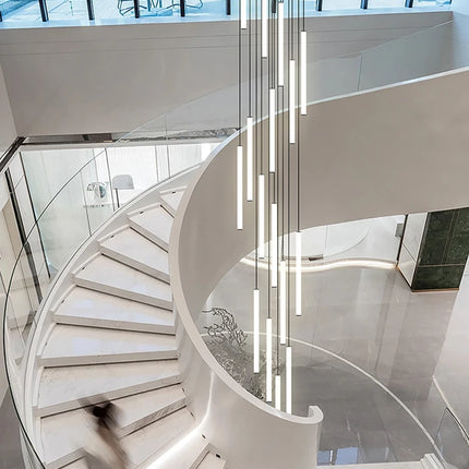 Minimalist Chandelier LED Stair Strip Lamp Duplex Building Interior Lighting Lamps Modern Dining Table Living Room Pendant light