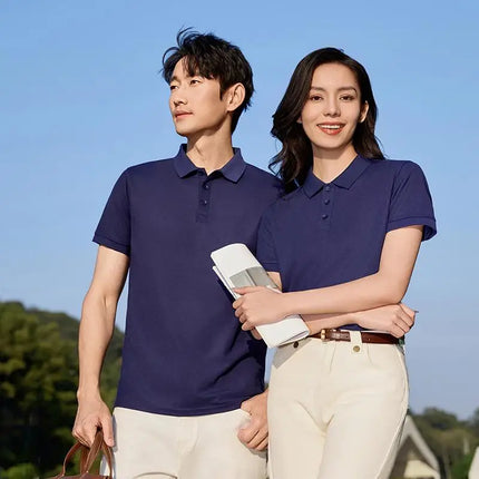 Summer 100% cotton overalls polo shirt custom company logo embroidered lapel short-sleeve T-shirt printing