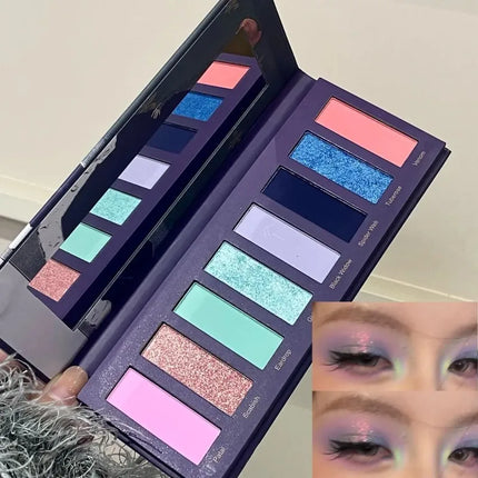 8 Colors Gothic Pearlescent Purple Eyeshadow Palette Oil Painting Style Matte Punk Metallic Chameleon Smoked Eye Pigment Makeup