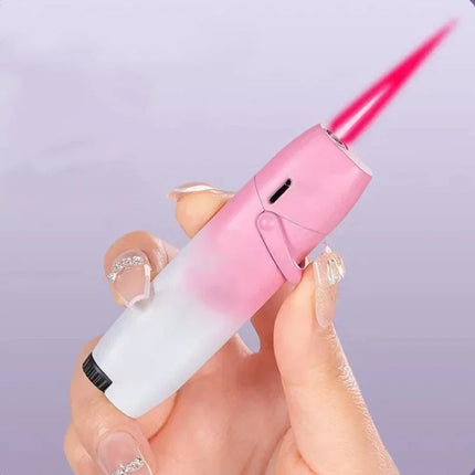 NEW Creative Outdoor Windproof Metal Pink Flame Lighter Arm Ignition Spray Butane Gas Lighter Fashionable Smoking Gift (No Gas)