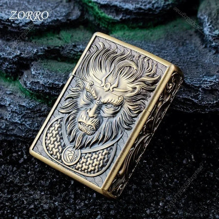 ZORRO zk series kerosine lighter, pure copper, various retro relief patterns, old-fashioned grinding wheel windproof lighter