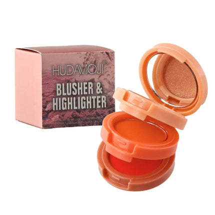 3 in - 1 One Makeup Palette Peach Blush Contour Shadow Highlighter with Matte & Glitter Pigments for Eyebrow Nose and Face Plus