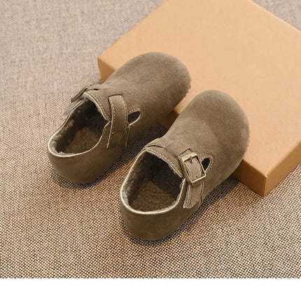 Children Flat Shoes Suede for Winter Kids Moccasins Non-slip Soft Sole 2024 Brand New Boys Girls Leather Shoes Warm Retro Trendy