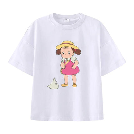 Summer Cartoon Miyazaki Totoro Print Children's Cotton T-shirt Short-sleeve Street Fashion Girls Clothes Cute Funny Kid Tees Top