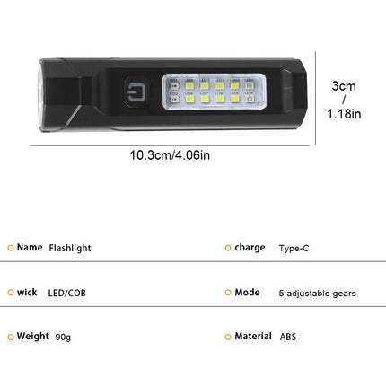 IR & Strong Light Flashlight Portable Pen Clip Magnetic Torch Multifunctional Outdoor Emergency Warning Lighting Flashlight