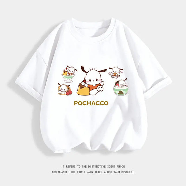 Pure Cotton Children's T-shirt 2026 Cute and Fun Pacha Dog Cartoon Printed Western-style Parent-child Outfit for Boys and Girls