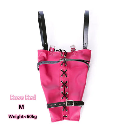 BDSM Bondage Arm Binder,Behind Back Straight Jacket,Leather Armbinder Restraint SM Toy,Slave Lockable Glove With Shoulder Straps