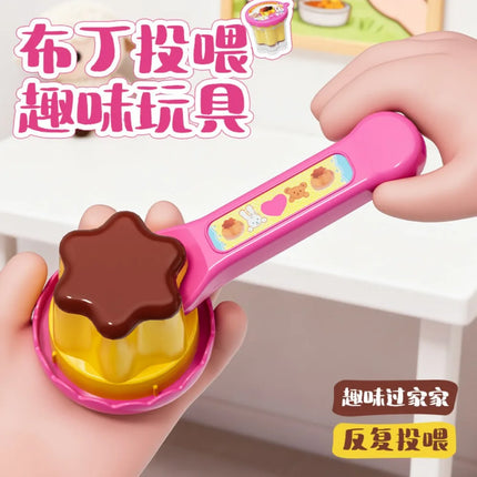 New 6PCS&Plate Set, Strawberry Food Pudding Feeding Toy, Desktop Ornaments Models, Role-Play & Early Learning Set For Kids Girls