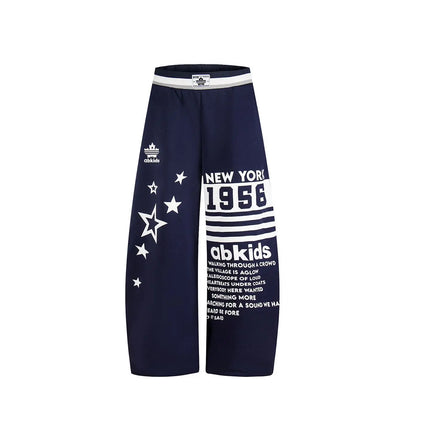 Men's Retro Letter Star Print Casual Pants Cool Boy Summer Bottom Wide Legs Sweatpants Male High Waist Unisex Baggy Y2k Trousers