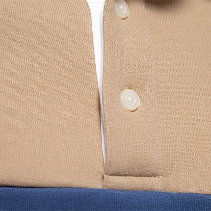 2025 New Arrival Long-Sleeve Polo-Collar Sweatshirt for Men, High-Quality Patchwork Casual Top