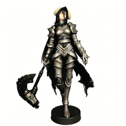 Overlord Armor Ver Figure 24cm Long Hair Demon Horns Battle Axe Statue Anime Model Heavy Metal Texture Armor Knight Figure