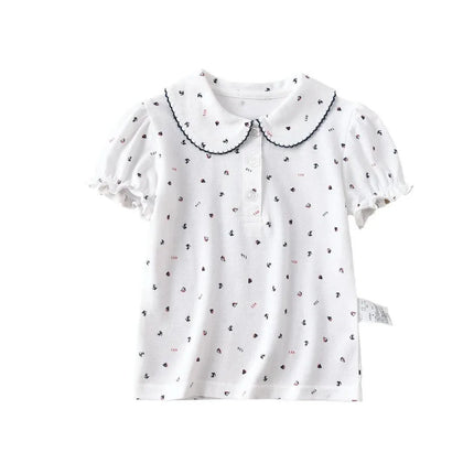 Versatile Japanese Export Student Base Layer Top Polo Shirt Sea Anchor Design T-Shirt For Men Women Children Summer