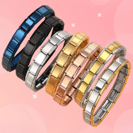 Italian Charm Link Stainless Steel Golden Bracelet for Woman Men DIY Making 9mm Bead Silver Color Retro Bangle Jewelry Wholesale