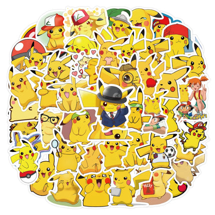 200pcs Non-duplicate Random Cartoon Anime Cute Pikachu Pokemon Children Waterproof Stickers