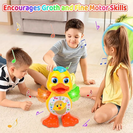 Electric Dancing Duck Toy Musical Walking Swing Duck with Flashing Lights Interactive Early Educational Toys for Kids Boys Girls