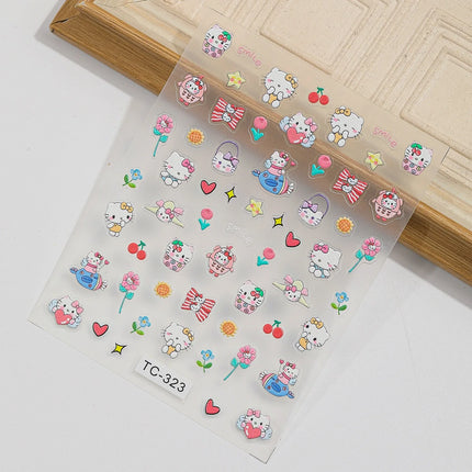 Embossed Sanrio Series Nail Stickers My Melody Hello Kitty Self-Adhesive Nail Parts Long-Lasting Colors Kuromi Nail Accessories