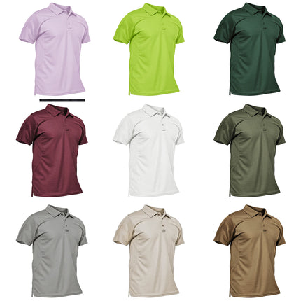TACVASEN Summer Colorful Fashion Polo Tee Shirts Men's Short Sleeve T-shirt Quick Dry Team Work Green T-Shirt Tee Tops Clothing